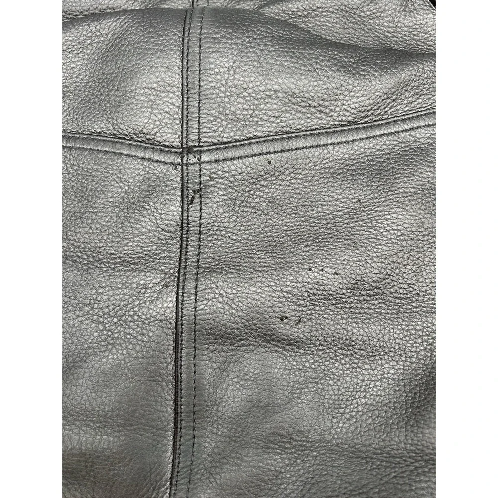 Lauren Ralph Lauren Silver Pebbled Leather 1967‎ Hobo Bag Cargo Pockets Designer